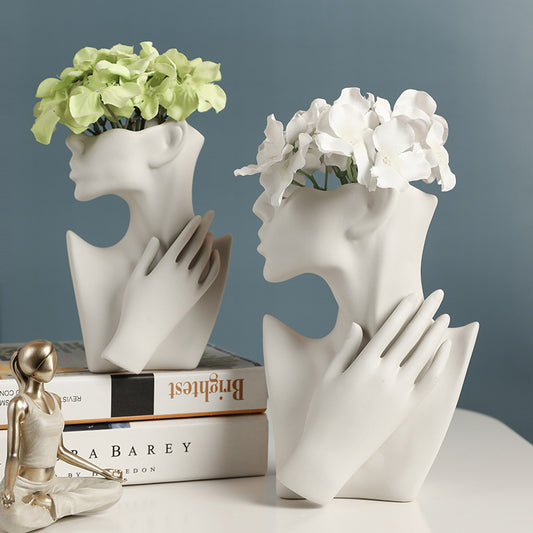 Human Face Artistic Ceramic Vase